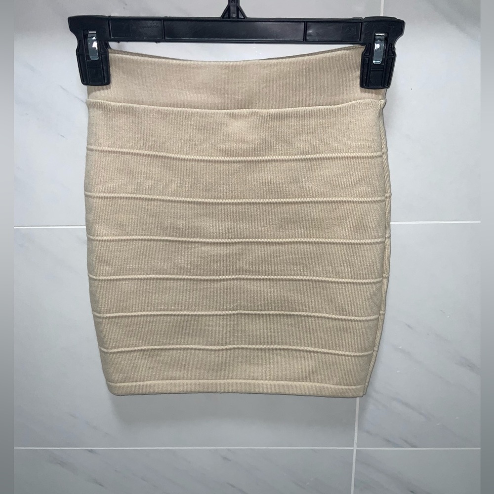 CHOCOLATE Women’s Fitted Mini Skirt in Cream Color